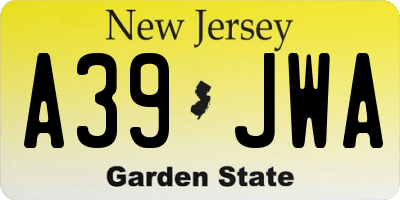 NJ license plate A39JWA