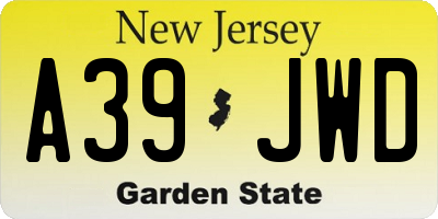 NJ license plate A39JWD