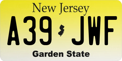 NJ license plate A39JWF