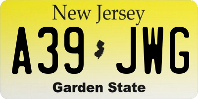 NJ license plate A39JWG
