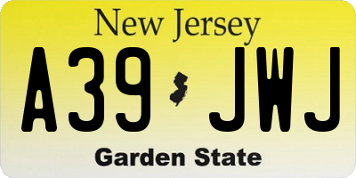 NJ license plate A39JWJ