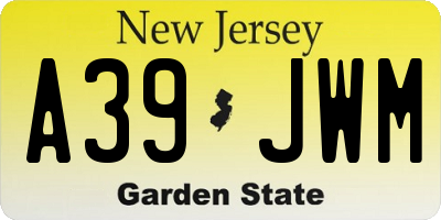 NJ license plate A39JWM