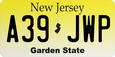 NJ license plate A39JWP