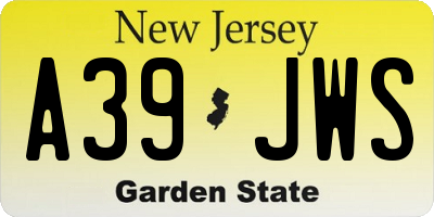 NJ license plate A39JWS