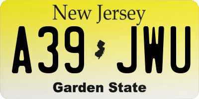 NJ license plate A39JWU