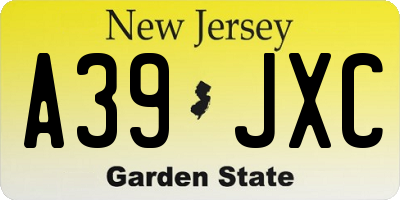 NJ license plate A39JXC