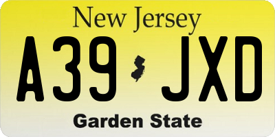 NJ license plate A39JXD
