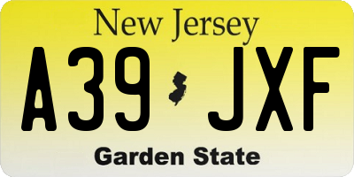 NJ license plate A39JXF