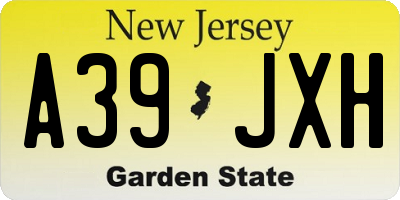 NJ license plate A39JXH