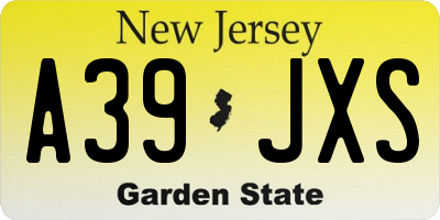 NJ license plate A39JXS