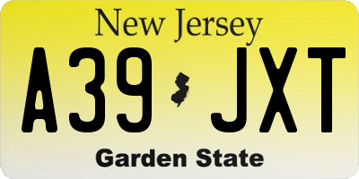NJ license plate A39JXT