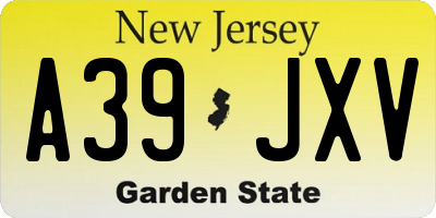 NJ license plate A39JXV
