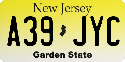 NJ license plate A39JYC