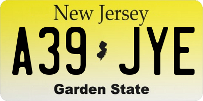 NJ license plate A39JYE