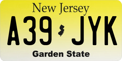NJ license plate A39JYK