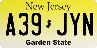 NJ license plate A39JYN