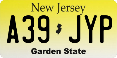 NJ license plate A39JYP