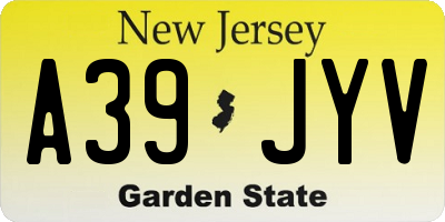NJ license plate A39JYV