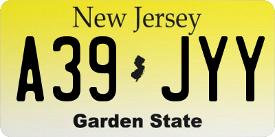 NJ license plate A39JYY