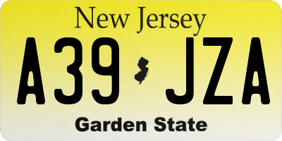 NJ license plate A39JZA