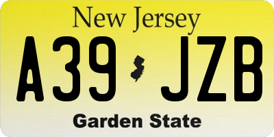 NJ license plate A39JZB