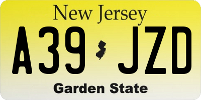 NJ license plate A39JZD