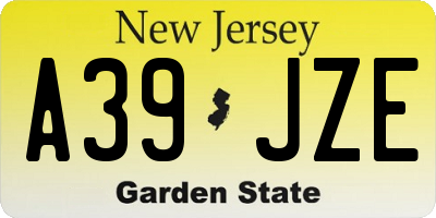 NJ license plate A39JZE