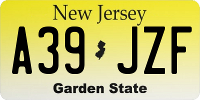 NJ license plate A39JZF
