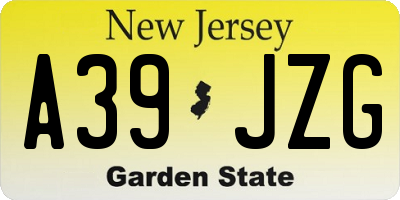 NJ license plate A39JZG