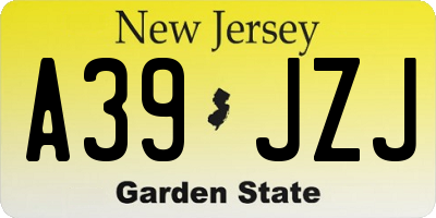 NJ license plate A39JZJ