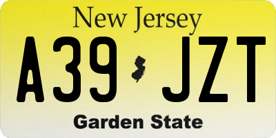 NJ license plate A39JZT