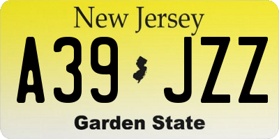 NJ license plate A39JZZ