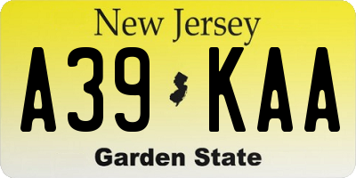 NJ license plate A39KAA