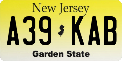 NJ license plate A39KAB