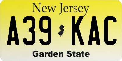 NJ license plate A39KAC