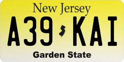 NJ license plate A39KAI