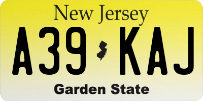 NJ license plate A39KAJ