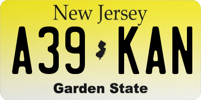 NJ license plate A39KAN