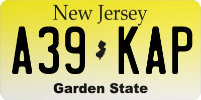 NJ license plate A39KAP