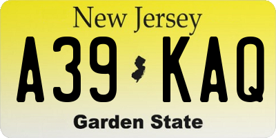NJ license plate A39KAQ