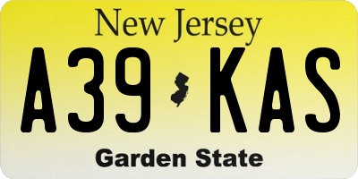 NJ license plate A39KAS