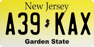 NJ license plate A39KAX
