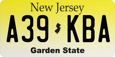 NJ license plate A39KBA
