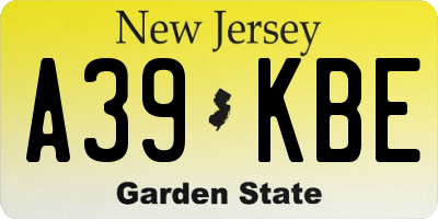 NJ license plate A39KBE