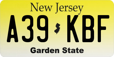 NJ license plate A39KBF