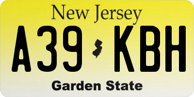 NJ license plate A39KBH