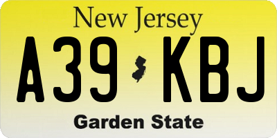 NJ license plate A39KBJ