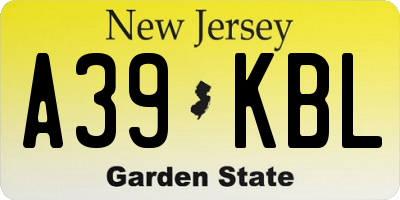 NJ license plate A39KBL