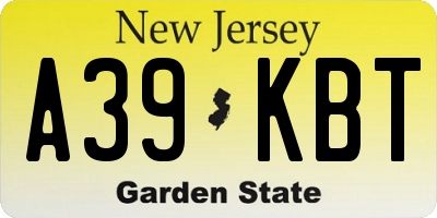 NJ license plate A39KBT