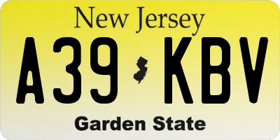 NJ license plate A39KBV
